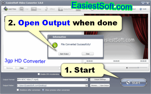 Start Convert 3gp to HD videos