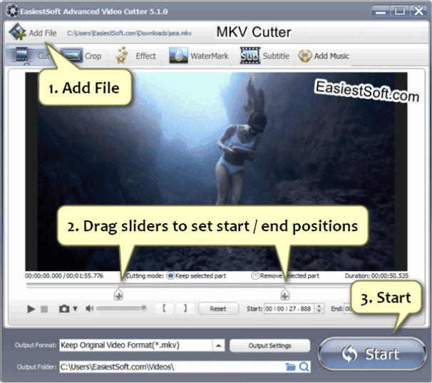 How to Cut Matroska movie on Windows 11 10