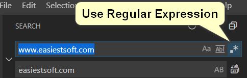 VS Code enable Use Regular Expression option