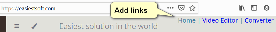 Add links to the right of menu title