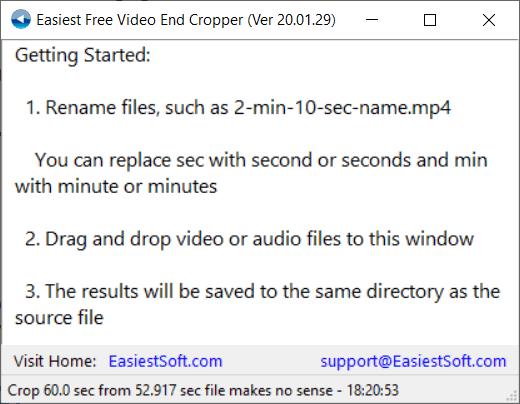 EasiestSoft Free Video End Cropper