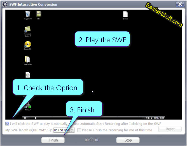 Convert to swf to mp4 in interactive mode on Windows PC