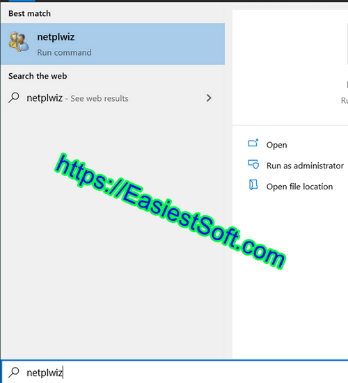 Run netplwiz on Windows 10